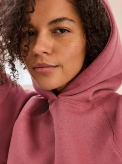 Rose rose - Sweat à capuche long épais décontracté