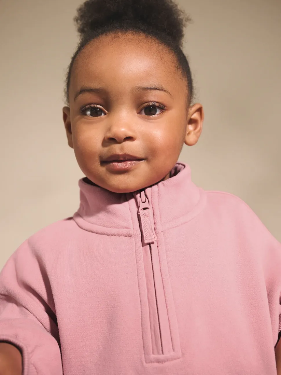 Rose rose - Sweat-shirt à col zippé (3mois-7ans)