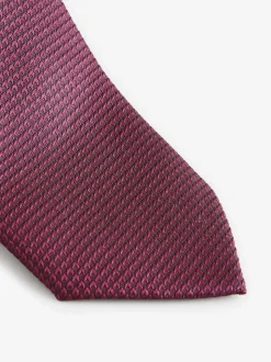 Rose rouge - Ensemble cravate et pochette texturées