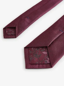 Rose rouge - Ensemble cravate et pochette texturées