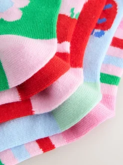 Rose rouge et vert - Lot de 5 paires de chaussettes en coton riche en Character