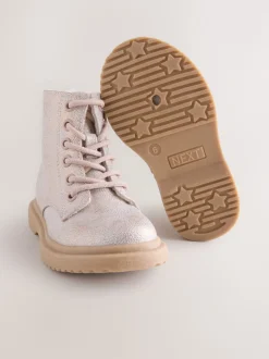 Rose scintillant - Bottines à lacets