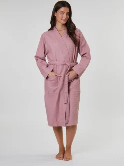 Rose sombre - Peignoir gaufré Loungeable 100% coton