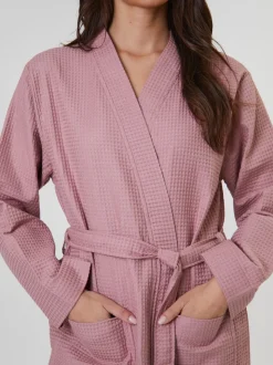 Rose sombre - Peignoir gaufré Loungeable 100% coton