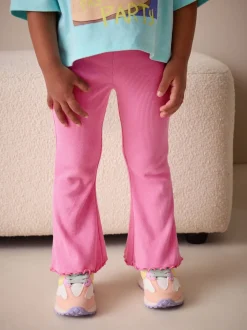 Rose sucre vif - Leggings évasés à côtes (3mths-7yrs)