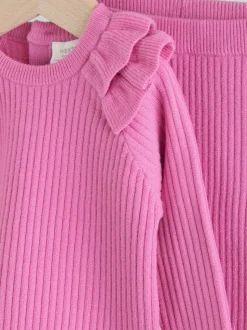 Rose vif - Ensemble Pull et Leggings en maille Bébé 2 Pièces (0mois-3ans)