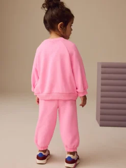 Rose vif - Sweat à col ras du cou (3mths-7yrs)