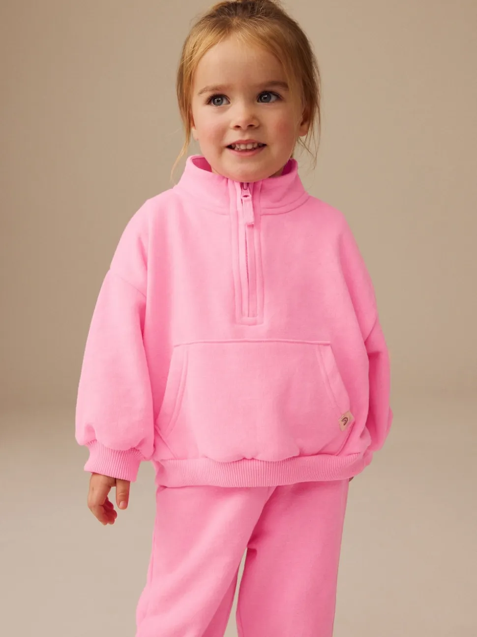 Rose vif - Sweat-shirt à col zippé (3mois-7ans)
