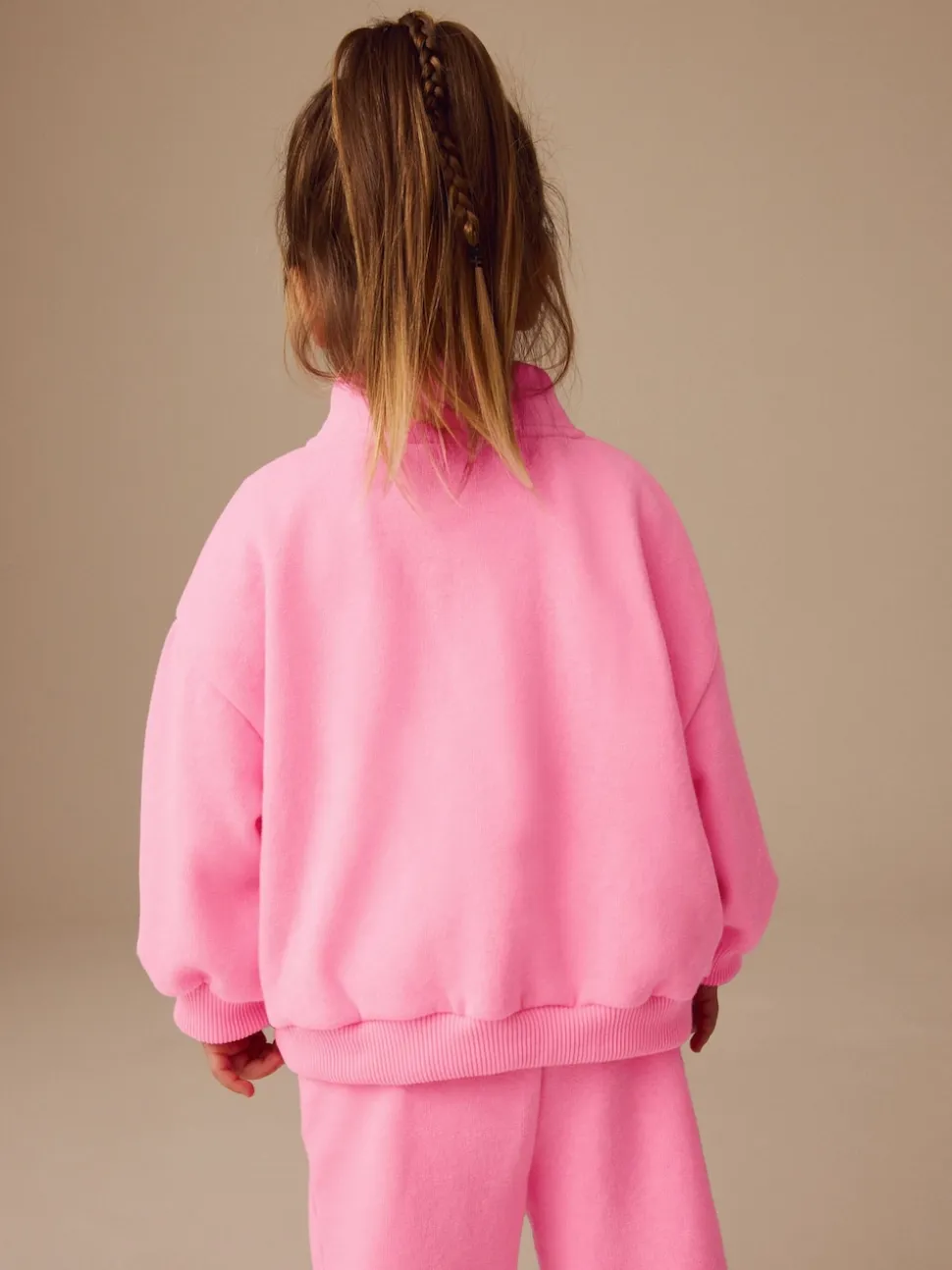Rose vif - Sweat-shirt à col zippé (3mois-7ans)
