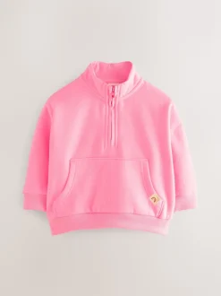 Rose vif - Sweat-shirt à col zippé (3mois-7ans)