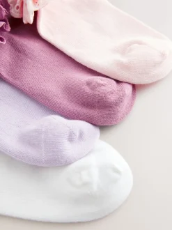 Rose. Violet et blanc - 4 Chaussettes de baskets à Volant en coton Lot