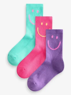 Rose, violet et bleu canard Bleu Personnage - Lot de 3 paires de chaussettes de sport pour l'école enrichies en coton matelassées