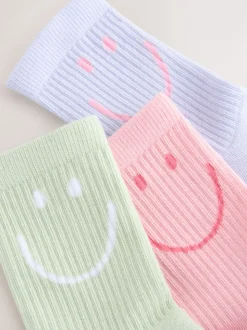 Rose, Violet et Vert - Lot de 3 paires de chaussettes de sport pour l'école enrichies en coton matelassées