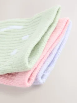 Rose, Violet et Vert - Lot de 3 paires de chaussettes de sport pour l'école enrichies en coton matelassées