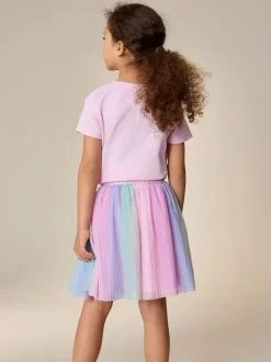 Rose/arc-en-ciel - Jupe en maille à enfiler (3-16ans)