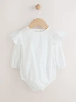 Rose/Blanc - Ensemble 3 pièces Bébé avec barboteuse et salopettes en maille et collants (0mois -2ans)