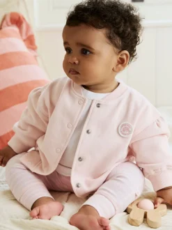 Rose/Blanc - Ensemble veste, haut et leggings bébé 3 pièces (0mois-2ans)