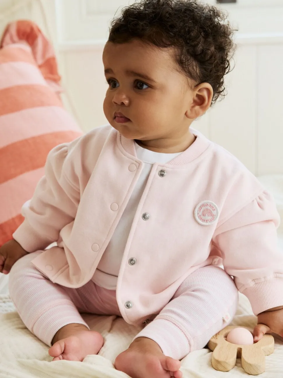 Rose/Blanc - Ensemble veste, haut et leggings bébé 3 pièces (0mois-2ans)