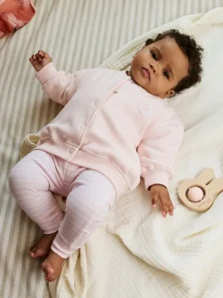 Rose/Blanc - Ensemble veste, haut et leggings bébé 3 pièces (0mois-2ans)