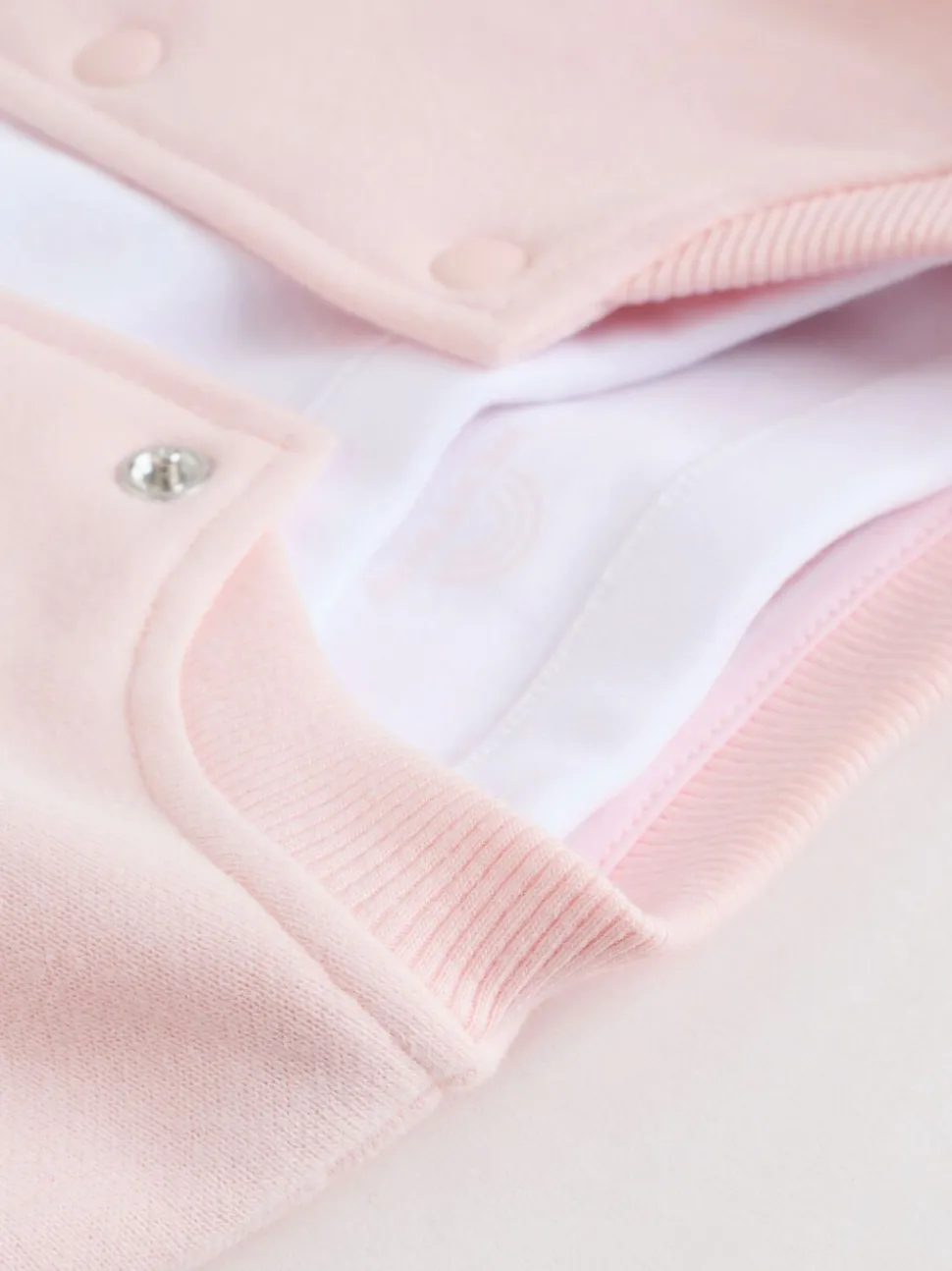 Rose/Blanc - Ensemble veste, haut et leggings bébé 3 pièces (0mois-2ans)