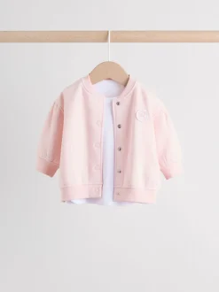 Rose/Blanc - Ensemble veste, haut et leggings bébé 3 pièces (0mois-2ans)