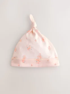 Rose/Blanc - Lot de 3 bonnets bébé noués (0-12mois)