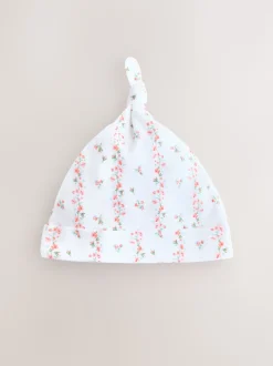 Rose/Blanc - Lot de 3 bonnets bébé noués (0-12mois)
