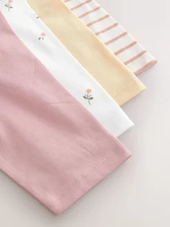 Rose/Blanc - Lot de 4 T-shirts à manches longues broderie lapin (3mois-7ans)