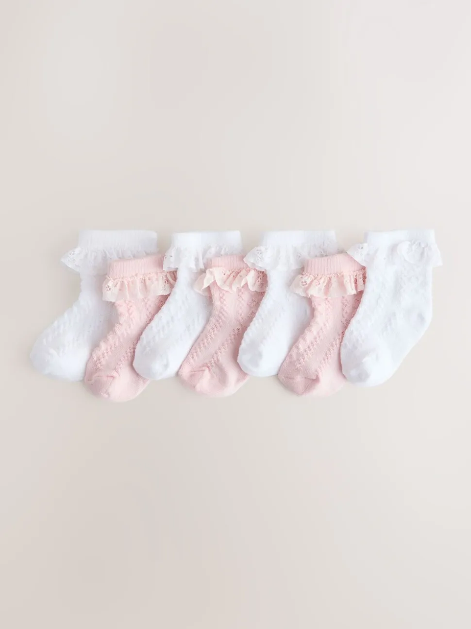 Rose/Blanc - Paquet de chaussettes dentelle pour bébé 7 (0mois-2ans)
