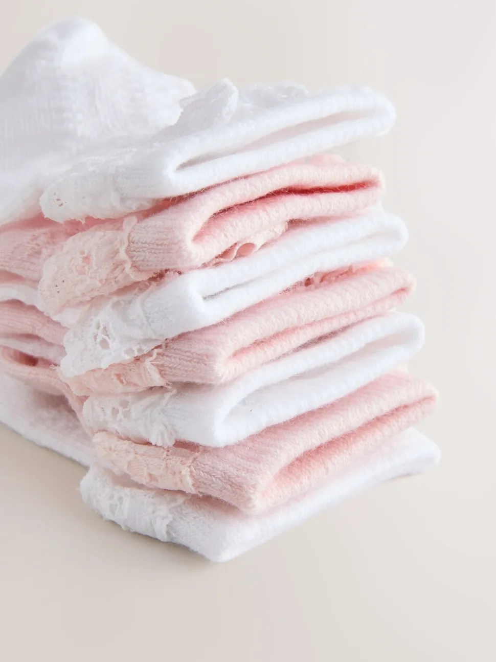 Rose/Blanc - Paquet de chaussettes dentelle pour bébé 7 (0mois-2ans)