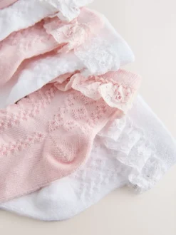 Rose/Blanc - Paquet de chaussettes dentelle pour bébé 7 (0mois-2ans)