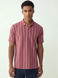 Rose/Blanc - Polo à rayures verticales