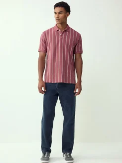 Rose/Blanc - Polo à rayures verticales