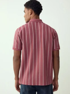 Rose/Blanc - Polo à rayures verticales