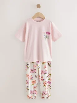 Rose/Blanc Floral Imprimé - Lot de 2 joggings de pyjama (3-16ans)