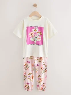Rose/Blanc Floral Imprimé - Lot de 2 joggings de pyjama (3-16ans)