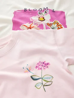 Rose/Blanc Floral Imprimé - Lot de 2 joggings de pyjama (3-16ans)