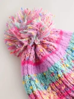Rose/Bleu - Ensemble Bonnet, Gants et Snood (3-13ans)