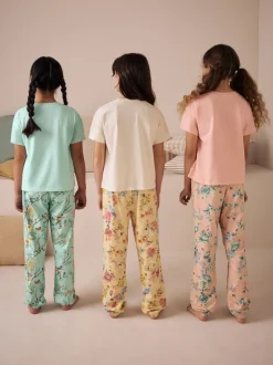 Rose/Bleu - Lot de 3 pyjamas fleuris (3-16ans)