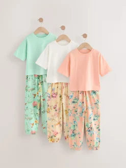 Rose/Bleu - Lot de 3 pyjamas fleuris (3-16ans)