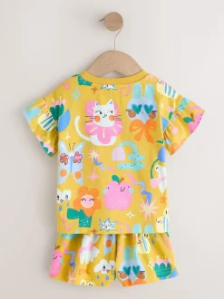 Rose/Bleu chat/Imprimé Fleuri - Pyjama court 3 Pack (9mois-12ans)