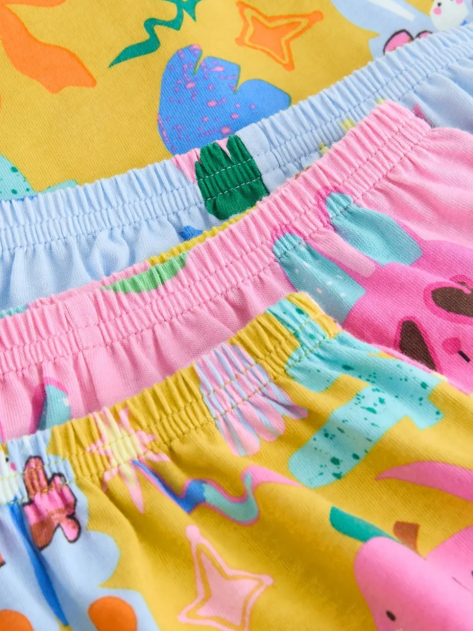 Rose/Bleu chat/Imprimé Fleuri - Pyjama court 3 Pack (9mois-12ans)