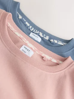 Rose/bleu fleuri - Lot de 2 pyjamas à manches courtes