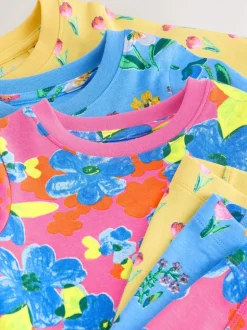 Rose/Bleu Fleuri Vif - Lot de 3 pyjamas Snuggle (9mois-16ans)