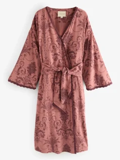 Rose/Bourgogne - Peignoir Laura Ashley Josette