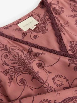 Rose/Bourgogne - Peignoir Laura Ashley Josette