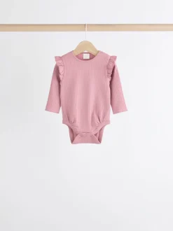 Rose/Crème - Body à volants et manches longues bébé Lot de 4 (0mois2ans)