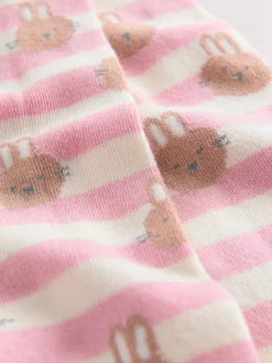 Rose/Crème - Collants en coton majoritaire motif lapin Personnage