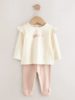Rose/Crème - Ensemble 3 pièces pour veste, haut et legging en fourrure bébé (0mois-2ans)