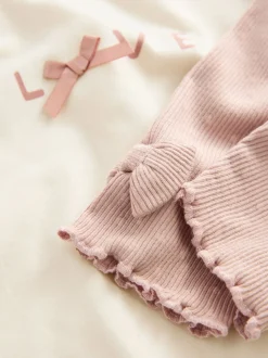 Rose/Crème - Ensemble 3 pièces pour veste, haut et legging en fourrure bébé (0mois-2ans)